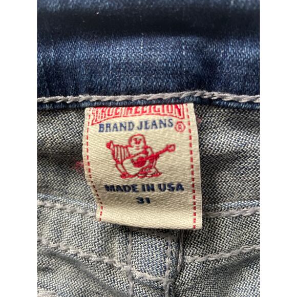 True Religion Blue Denim Relaxed Straight Flap Pockets Mens Jeans SZ 31 - Picture 4 of 8